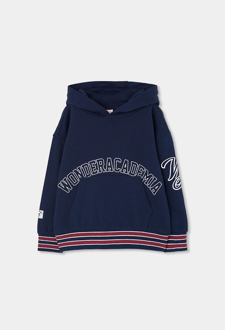 Sweatshirt em felpa para menino azul-marinho com capuz