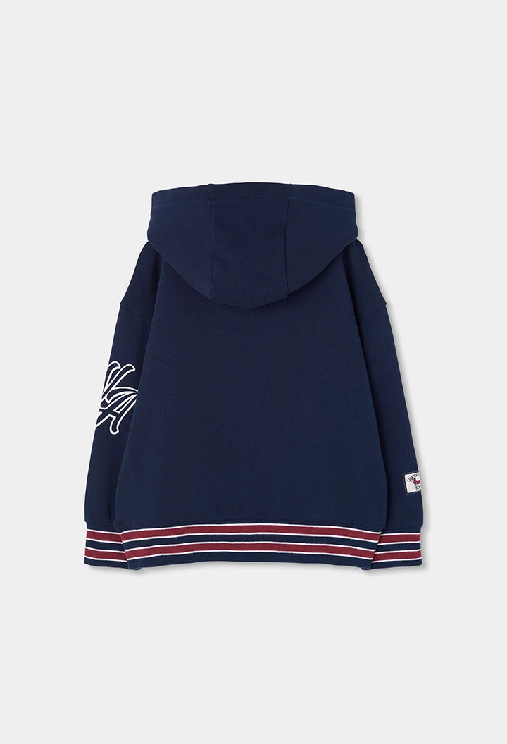 Sweatshirt em felpa para menino azul-marinho com capuz