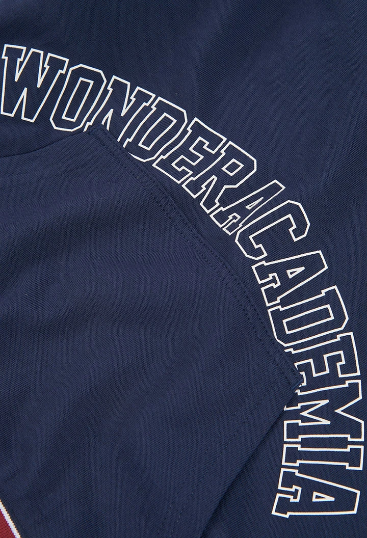 Sweatshirt em felpa para menino azul-marinho com capuz