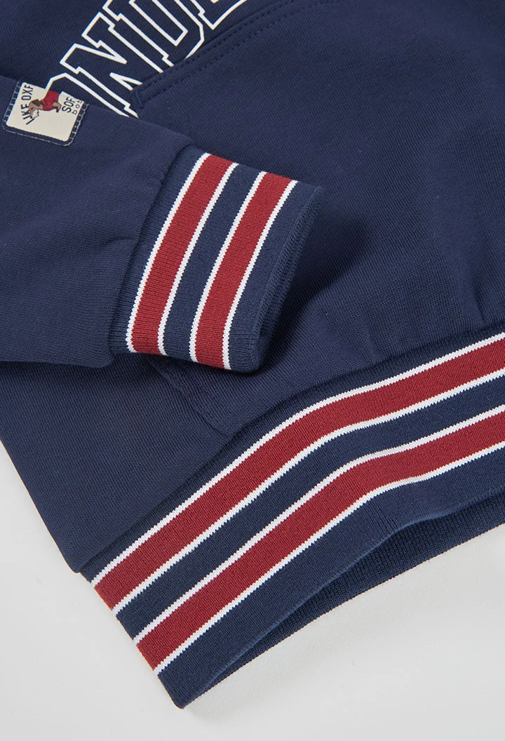 Sweatshirt em felpa para menino azul-marinho com capuz