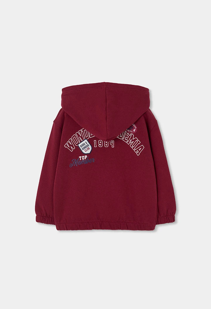 Sweat-shirt molleton garçon grenat imprimé Oxford