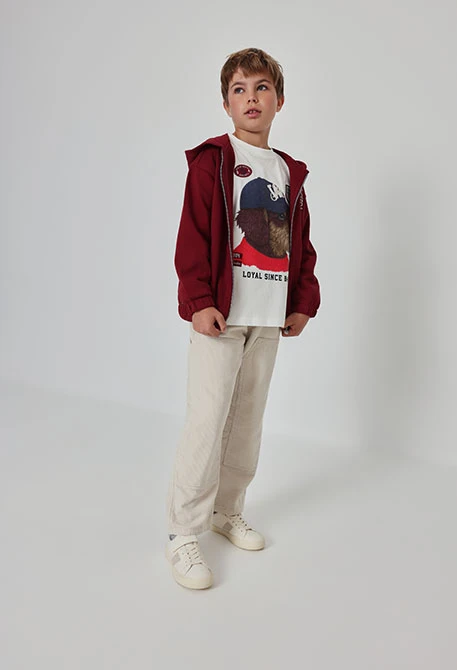 Sweat-shirt molleton garçon grenat imprimé Oxford