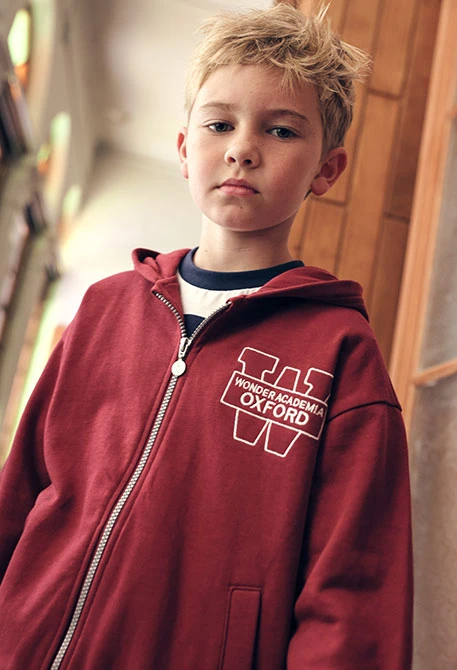 Sweat-shirt molleton garçon grenat imprimé Oxford