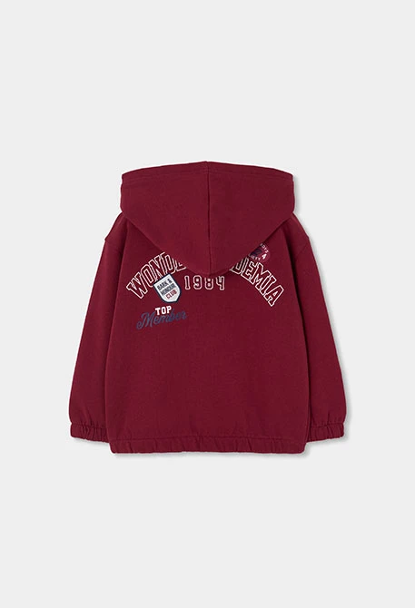 Sweat-shirt molleton garçon grenat imprimé Oxford