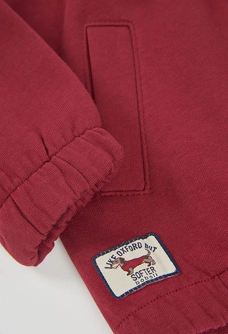Sweat-shirt molleton garçon grenat imprimé Oxford