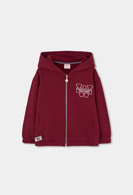 Garnet Oxford print boy\'s fleece jacket