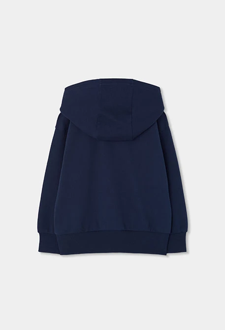 Sweat-shirt molleton garçon bleu marine à capuche