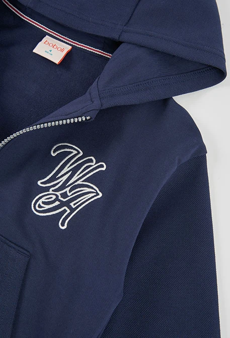 Sweat-shirt molleton garçon bleu marine à capuche