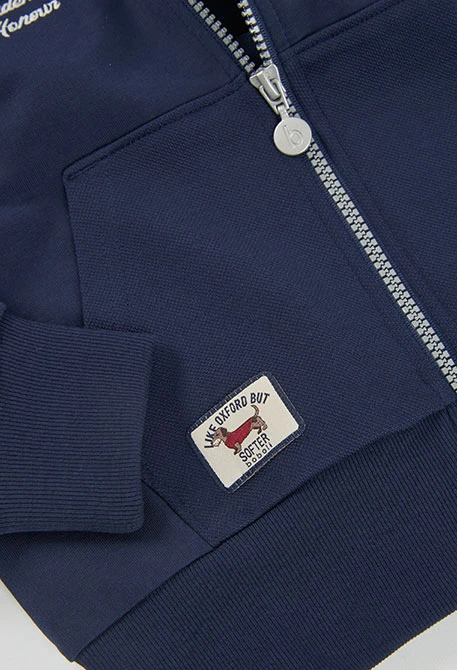 Sweat-shirt molleton garçon bleu marine à capuche
