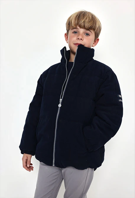 Parka de pana nen blau marí amb cremallera