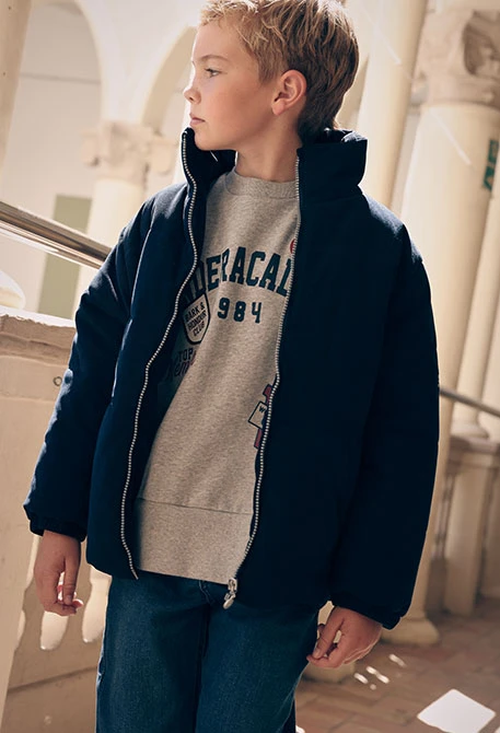 Parka Cord Junge marineblau mit Reißverschluss