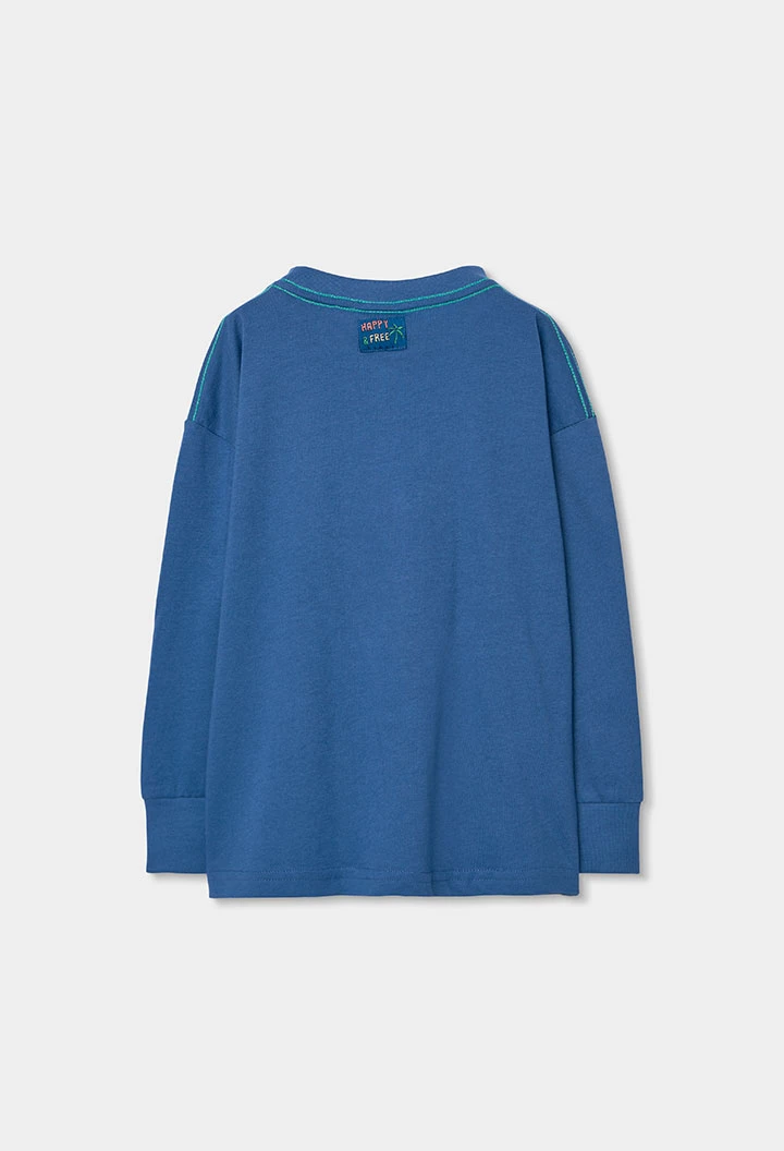 Langarm Baumwollshirt für Jungen in Blau.