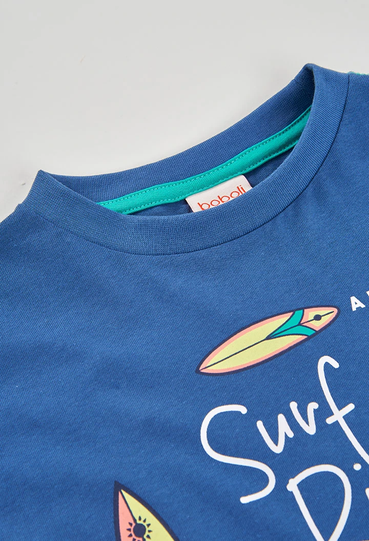 Langarm Baumwollshirt für Jungen in Blau.