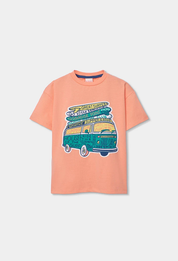 Orangenes T-Shirt für Jungen mit Druckmuster