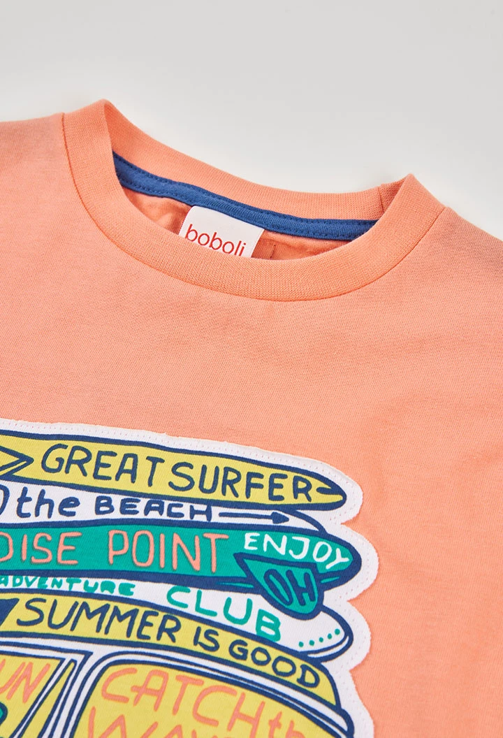 T-shirt enfant orange imprimée