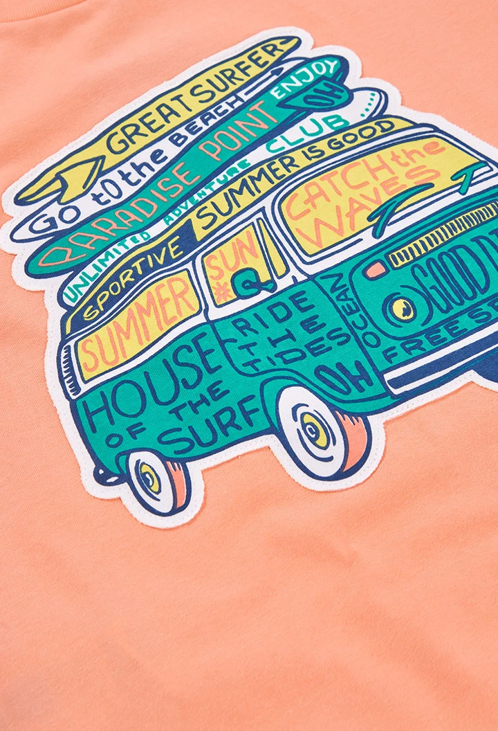 Camiseta criança laranja estampada