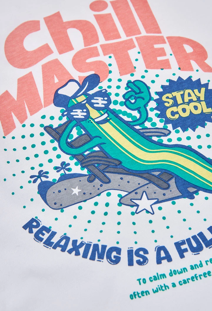 White printed cotton T-shirt for boy