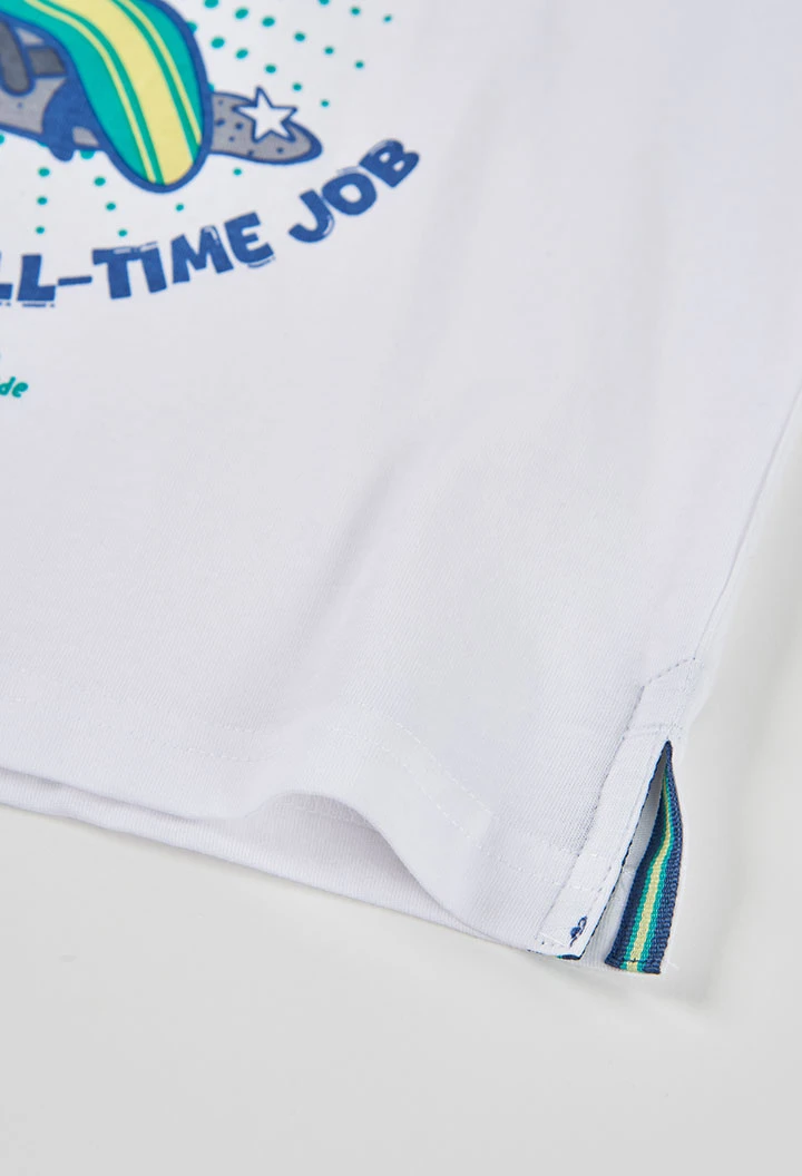 Camiseta algodón niño blanco estampado