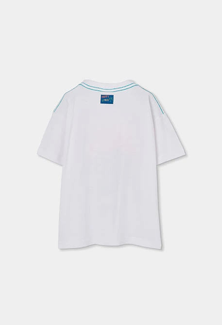 Camiseta de algodão menino branco estampado