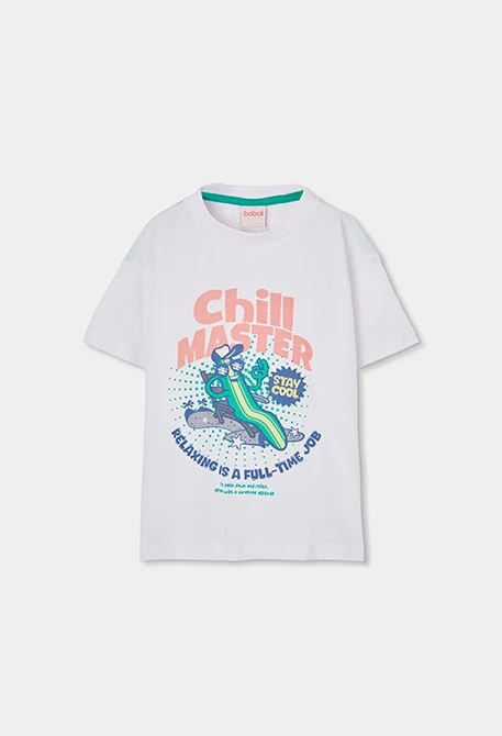 Camiseta algodón niño blanco estampado