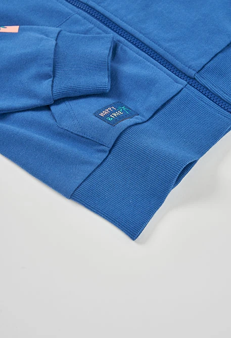 Veste enfant capuche coton bleu