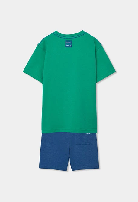 Ensemble enfant t-shirt et pantalon en coton bleu