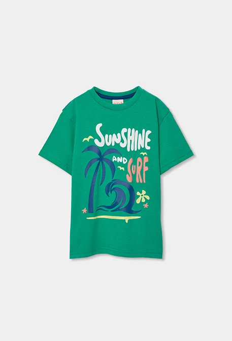 Boy?s set with t-shirt and blue cotton trousers