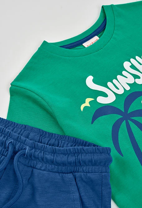 Conjunto niño camiseta y pantalón algodón azul