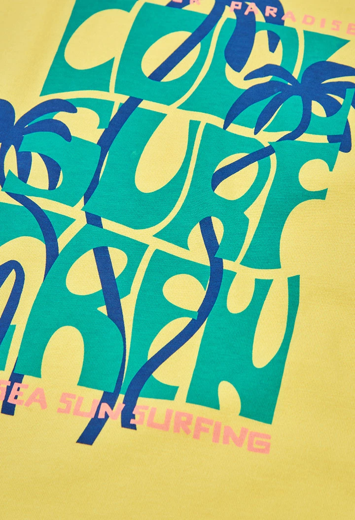 T-shirt garçon jaune motif palmiers