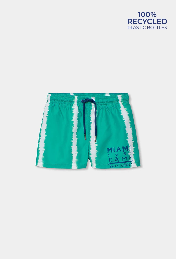 Costume da bagno bambino verde tessuto riciclato