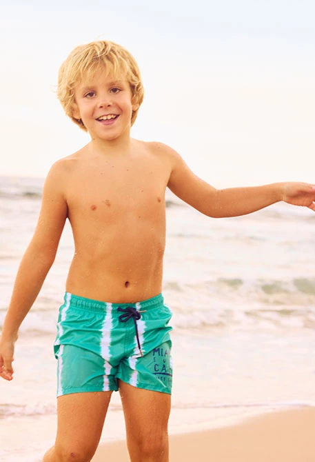 Costume da bagno bambino verde tessuto riciclato