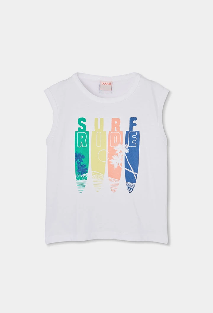 Camiseta de manga curta de algodão branco