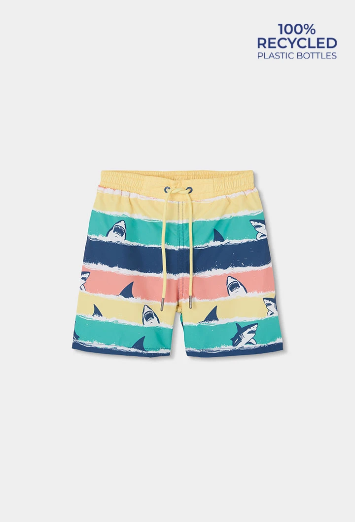 Boy?s swimming trunks in recycled blue fabric