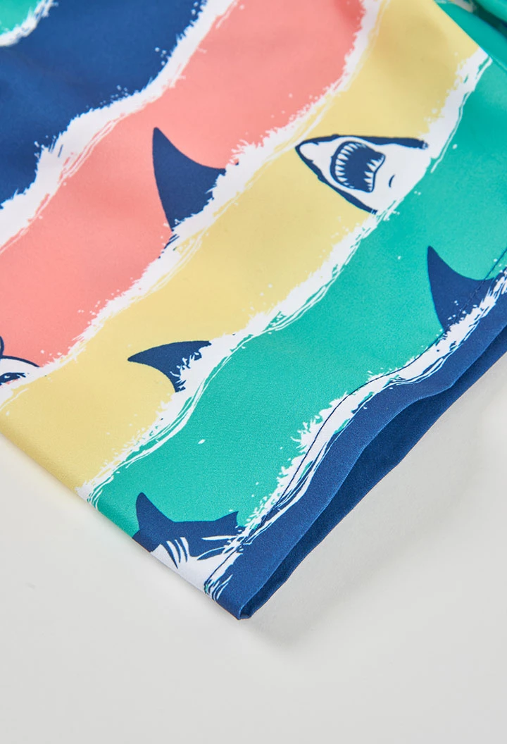 Boy?s swimming trunks in recycled blue fabric