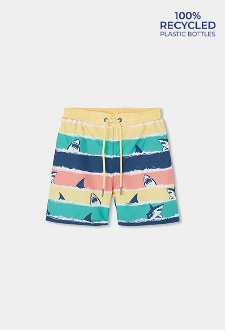 Costume da bagno bambino in tessuto riciclato blu