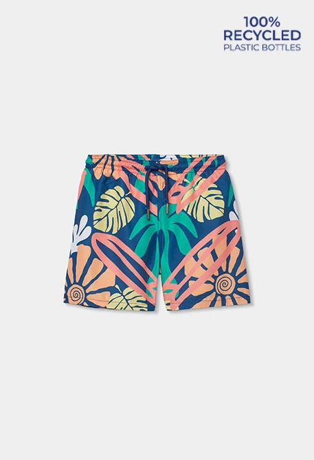 Blaue Badehose aus recyceltem Stoff