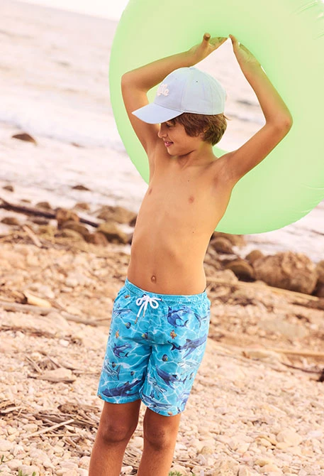 Boy?s swimsuit recycled fabric blue
