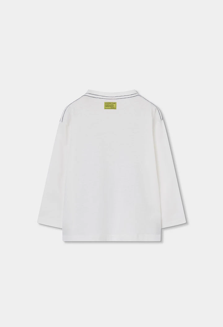 Camiseta de malha menino branca estampado urso