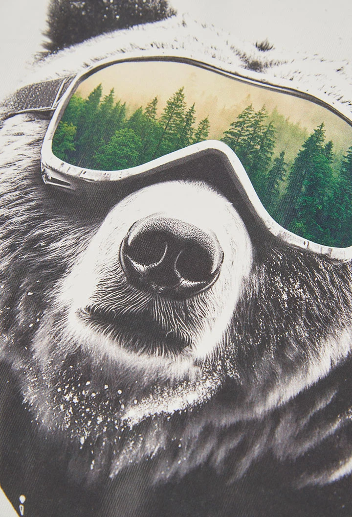 Camiseta de malha menino branca estampado urso