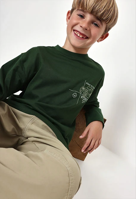 Camiseta de malha menino verde estampado carro