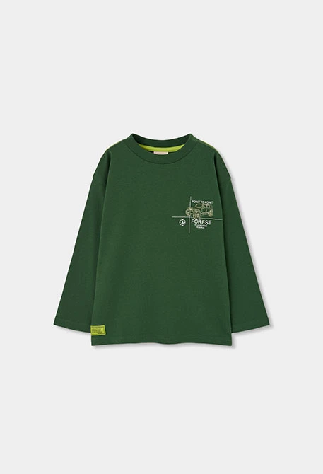 Camiseta de malha menino verde estampado carro