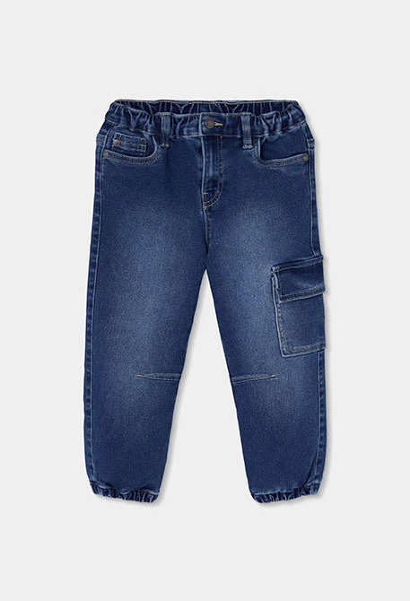 Blue denim trousers for boys with side pocket