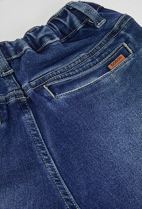 Pantalone denim bambino blu con tasca laterale