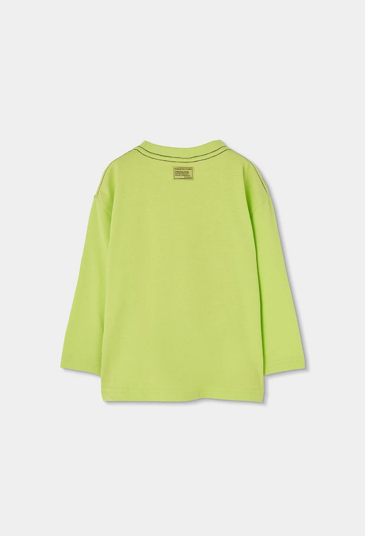 Camiseta de malha menino verde estampado montanha