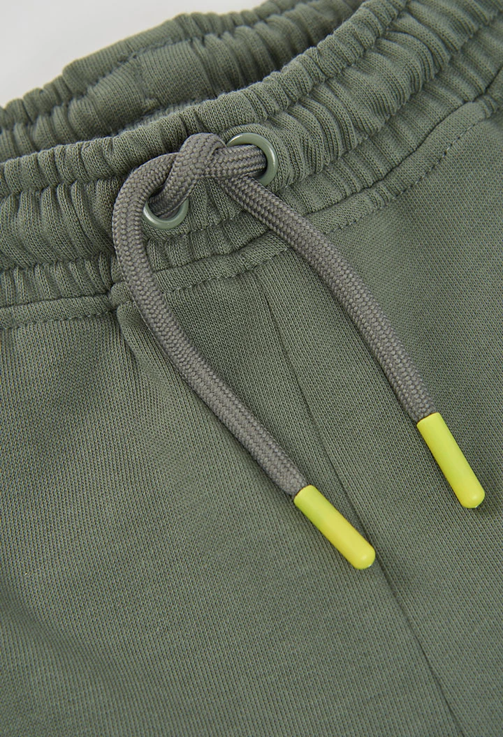 Calças de felpa menino cinzento com bolso de fecho de correr