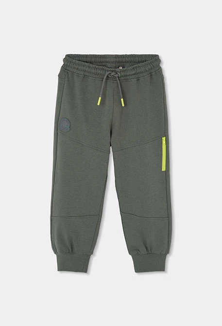 Grey fleece trousers for boys with zip pocket