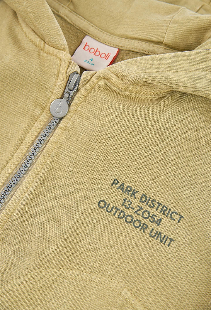Jaqueta de pelfa nen verd amb caputxa