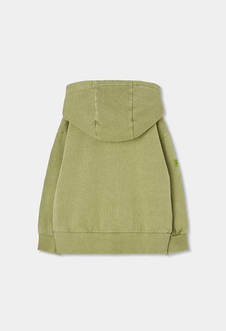 Chaqueta felpa niño verde con capucha