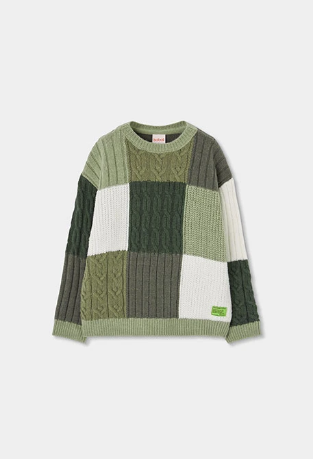 Jersei nen blanc patchwork multicolor