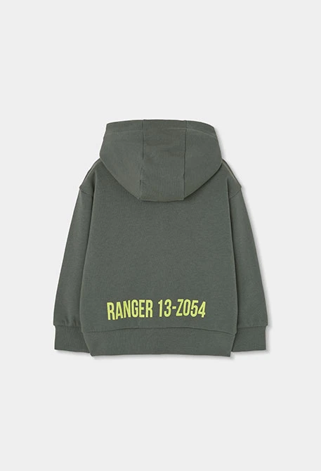 Chaqueta felpa niño gris con capucha y cremallera
